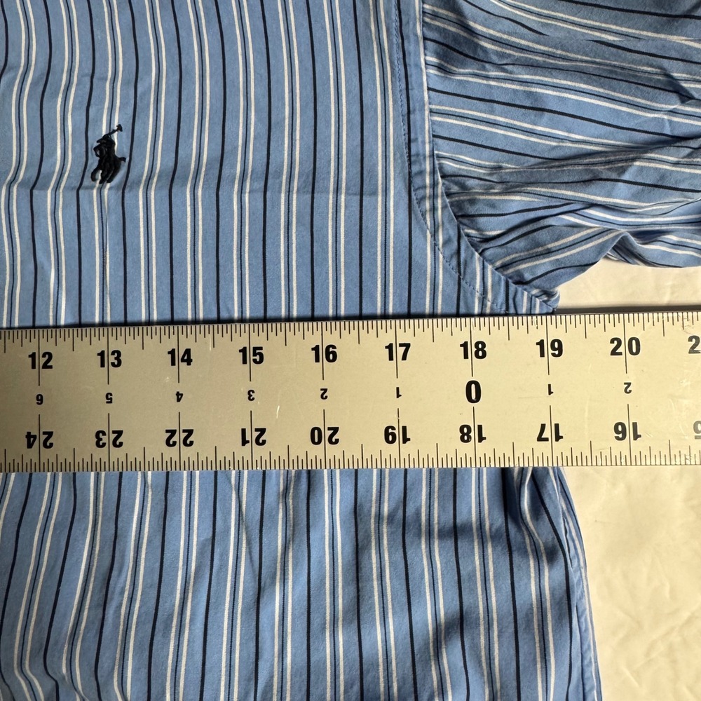 Ralph Lauren Striped Button Down Shirt Boys Size 18 Blue White Pony Logo - Picture 5 of 7